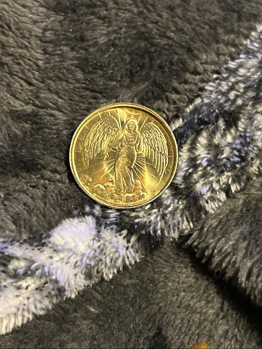 Vintage Rare Gold Angel Motif Round Coin